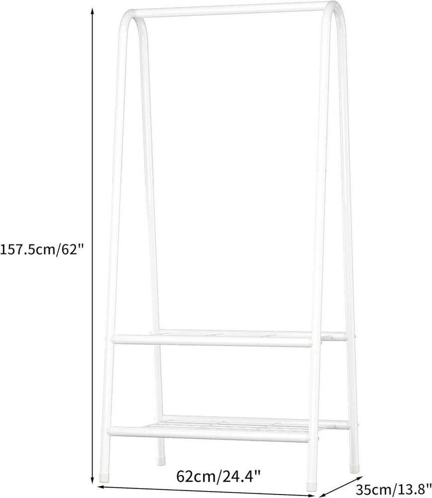 Metal Garment Rack, Sturdy Clothing Rack with Double Layer Shelf for Storing Clothes