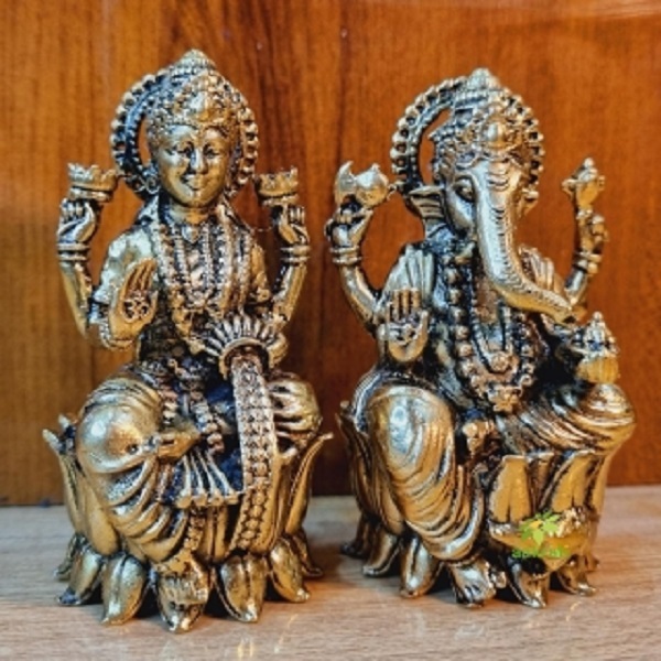 Divine Brass Laxmi Ganesha Murti Spiritual Home Blessings and Prosperity