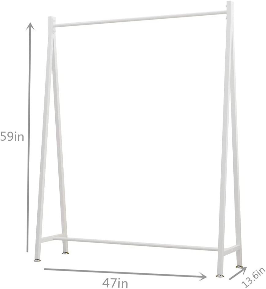 White Metal Clothes Rack Garment Rack,modern Clothing Rack Free Standing Hanging Rack