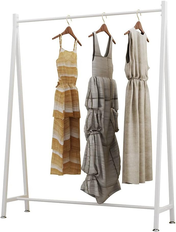 White Metal Clothes Rack Garment Rack,modern Clothing Rack Free Standing Hanging Rack