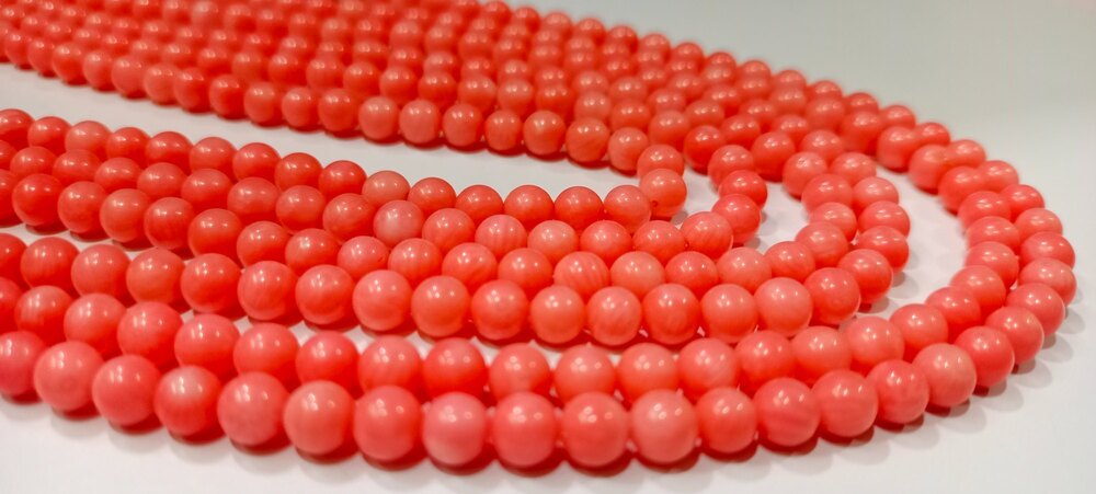 Natural Pink Coral Round Ball Shape Plain Smooth Beads