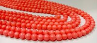 Natural Pink Coral Round Ball Shape Plain Smooth Beads - Material: Gemstone