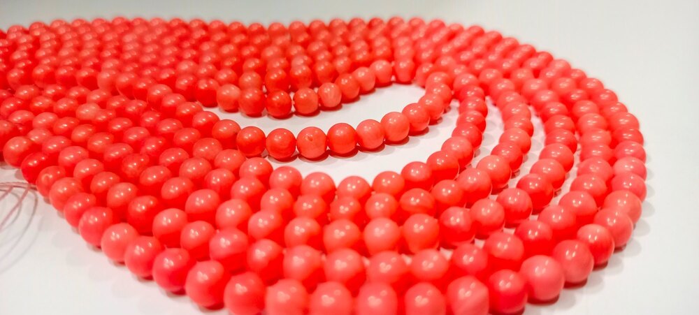 Natural Pink Coral Round Ball Shape Plain Smooth Beads