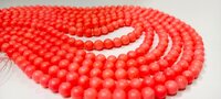 Natural Pink Coral Round Ball Shape Plain Smooth Beads