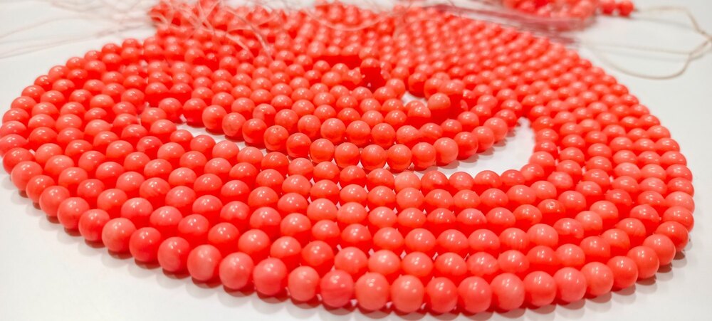 Natural Pink Coral Round Ball Shape Plain Smooth Beads