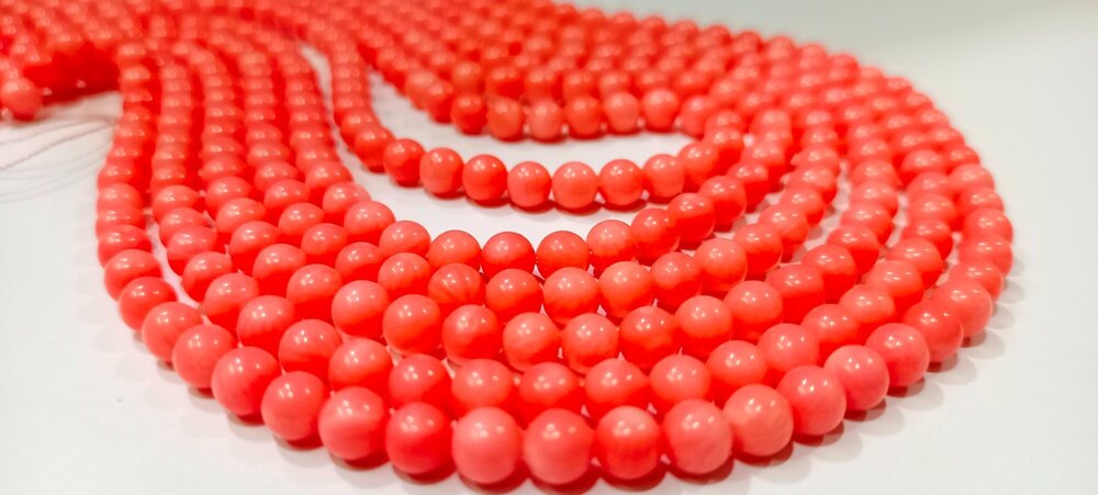 Natural Pink Coral Round Ball Shape Plain Smooth Beads