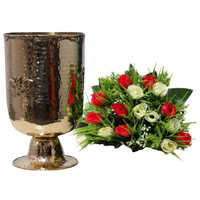 Brass Flower Vase - Color: Golden
