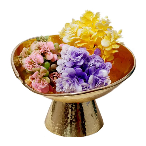 Sh008 Brass Dry Fruit Bowl - Color: Golden