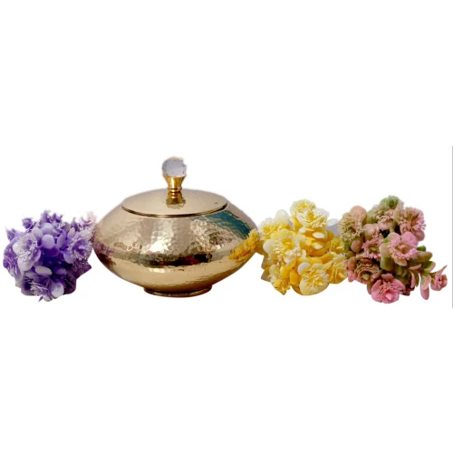 Sh012 Brass Handi Dry Fruit Bowl - Color: Golden