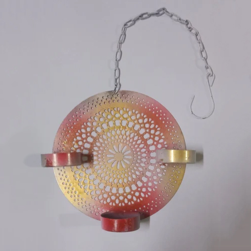 Round Hanging Diya - Color: Multicolor