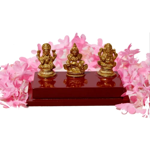 Brass Laxmi Ganesh Kuber Idol - Feature: Rust Proof