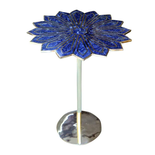 Sh019 Brass Sodalite Blue Stone Cocktail Table - Color: Golden