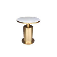 Brass Stone Cocktail Table - Color: Golden And White