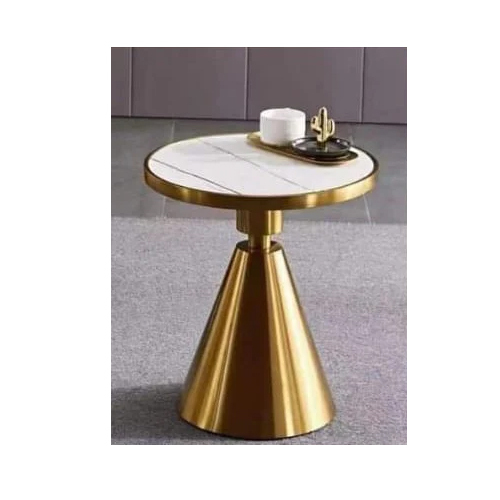 Sh023 Brass Stone Stool - Color: Golden And White