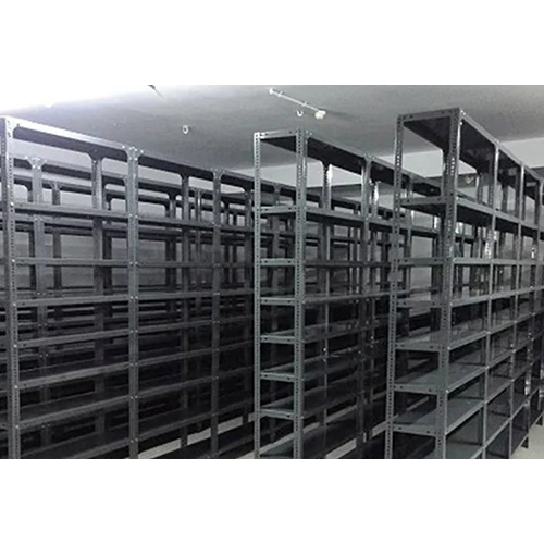 Slotted Angle Rack - Mild Steel, 8 Feet Height, Silver Color | 200 Kg Load Capacity Per Layer, Customizable Shelving Solutions