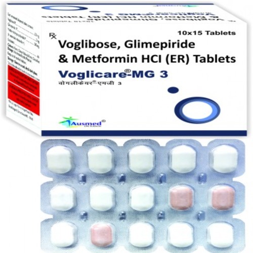 Metformin Hydrochloride IP 500 mg.(Extended Release Form) Glimepiride IP 2 mg. Voglibose IP 0.3 mg.