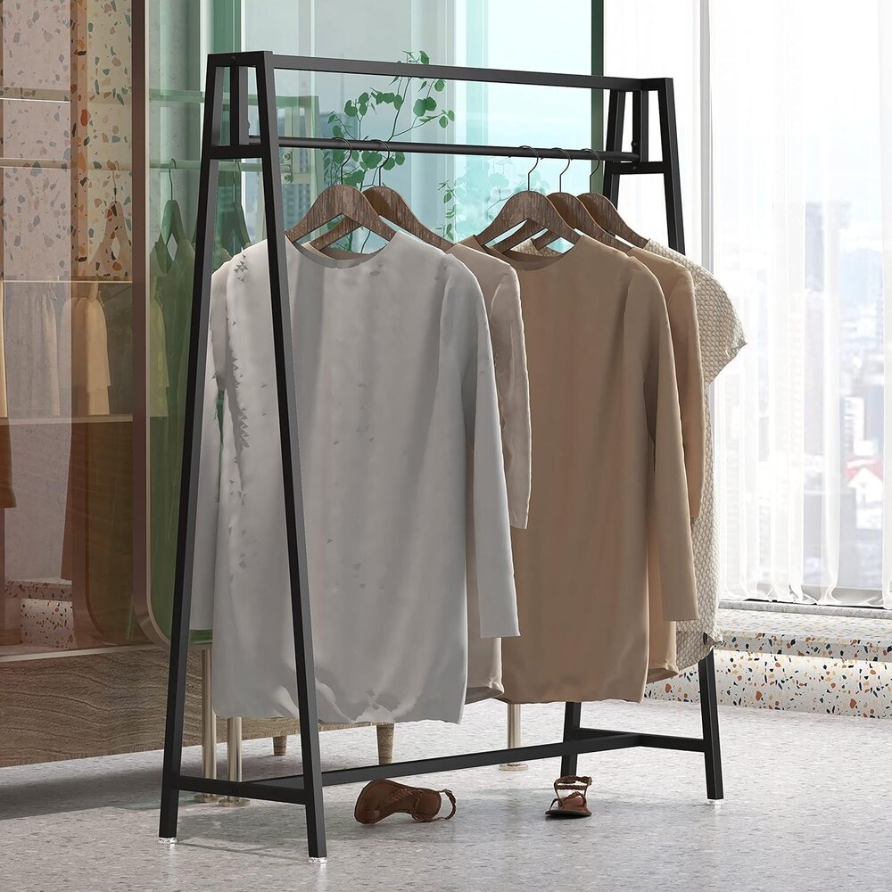 Black Metal Clothing Racks for Hanging Clothes, Modern Garment Rack Heavy Duty Display