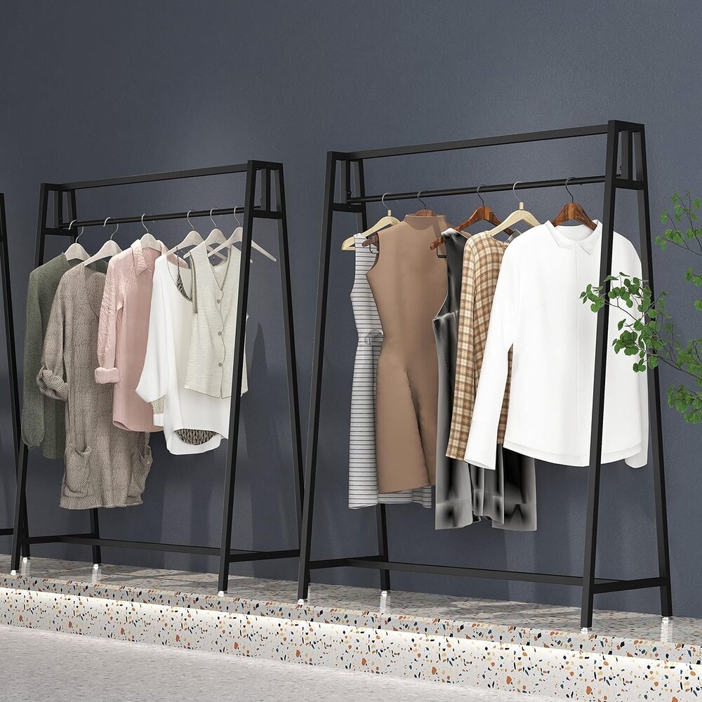 Black Metal Clothing Racks for Hanging Clothes, Modern Garment Rack Heavy Duty Display