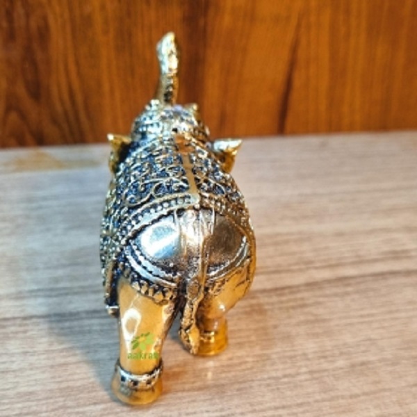 Decorative Brass Elephant Statue | A Beautiful Accent for Your Living Room or Office | Brass Elephant Figurine By Aakrati ( Yellow, 3.2 inch)