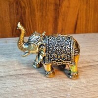 Decorative Brass Elephant Statue | A Beautiful Accent for Your Living Room or Office | Brass Elephant Figurine By Aakrati ( Yellow, 3.2 inch)