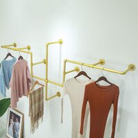 Industrial Pipe Clothing Rack, Wall Mounted Garment Hanging Bar, Iron Clothes Hanger