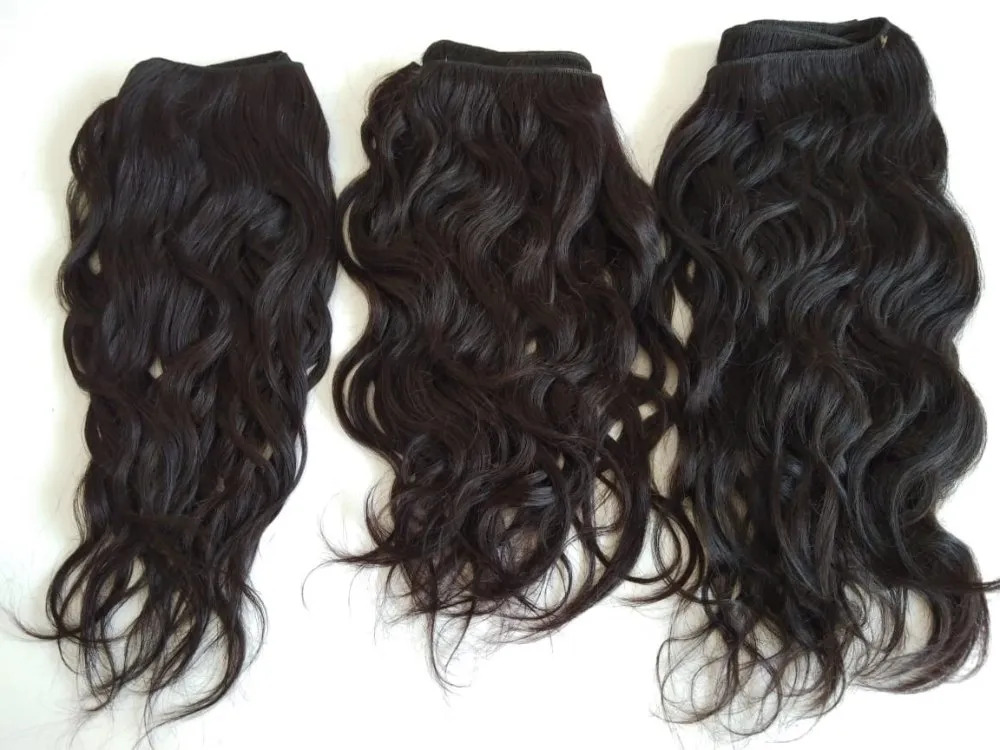 Real Virgin Human Hair Wavy Weft Hair Extension