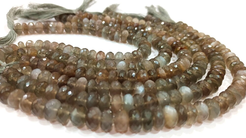 Natural Grey Moonstone Rondelle Faceted  beads