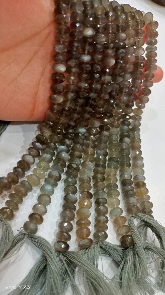Natural Grey Moonstone Rondelle Faceted  beads