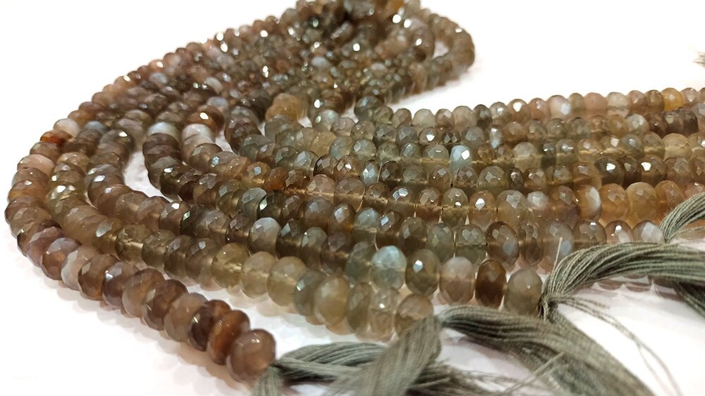 Natural Grey Moonstone Rondelle Faceted  beads