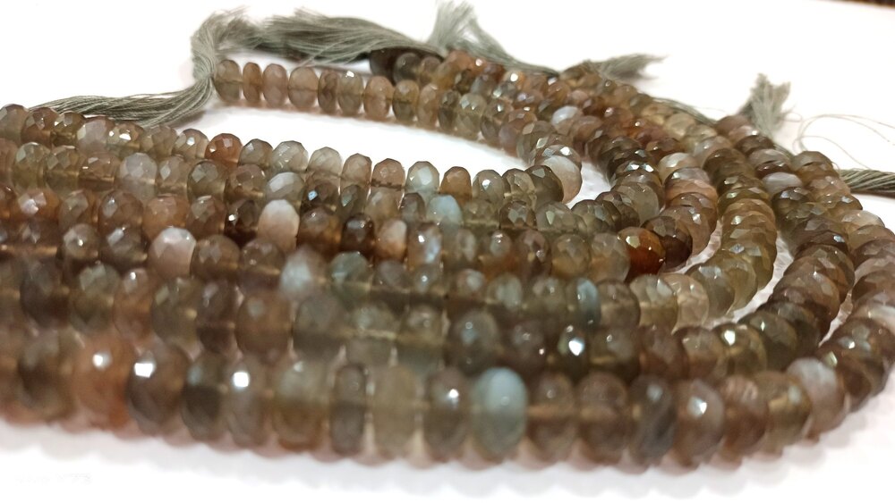 Natural Grey Moonstone Rondelle Faceted  beads