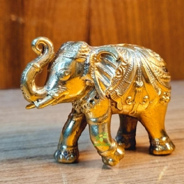 Brass Elephant Showpiece A Beautiful Accent For Your Living Room Or Office Made By Aakrati - Color: Yellow