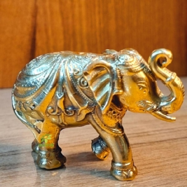 Brass Elephant Showpiece A Beautiful Accent For Your Living Room Or Office Made By Aakrati - Color: Yellow