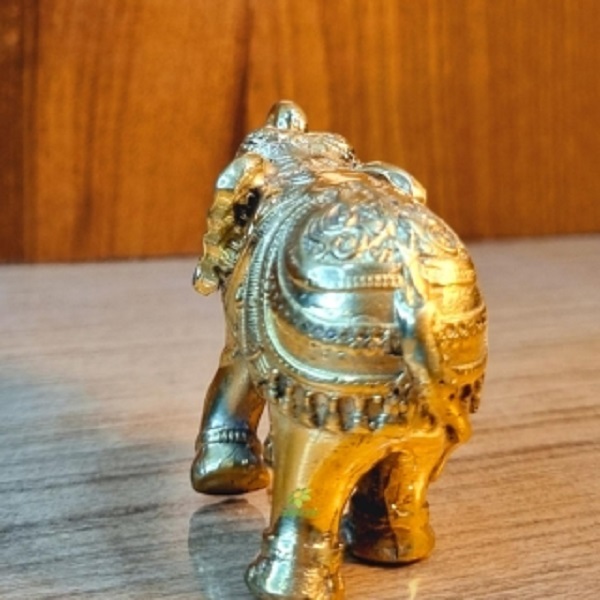 Brass Elephant Showpiece A Beautiful Accent For Your Living Room Or Office Made By Aakrati - Color: Yellow