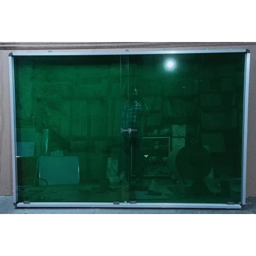 Sliding Glass Notice Board - Color: Green