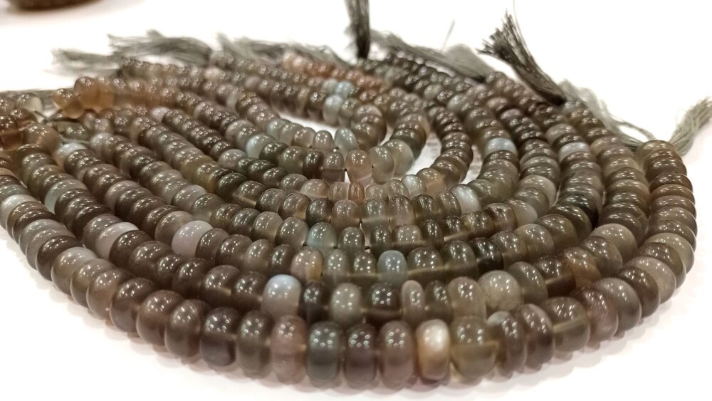 Natural Grey Moonstone Rondelle Plain beads
