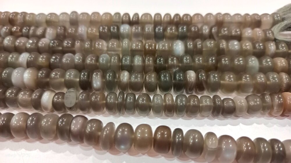 Natural Grey Moonstone Rondelle Plain beads