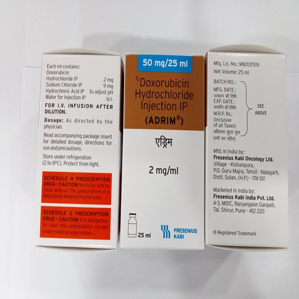 Adrim Doxorubicin Hcl 50Mg/25Ml Injection - Origin: India