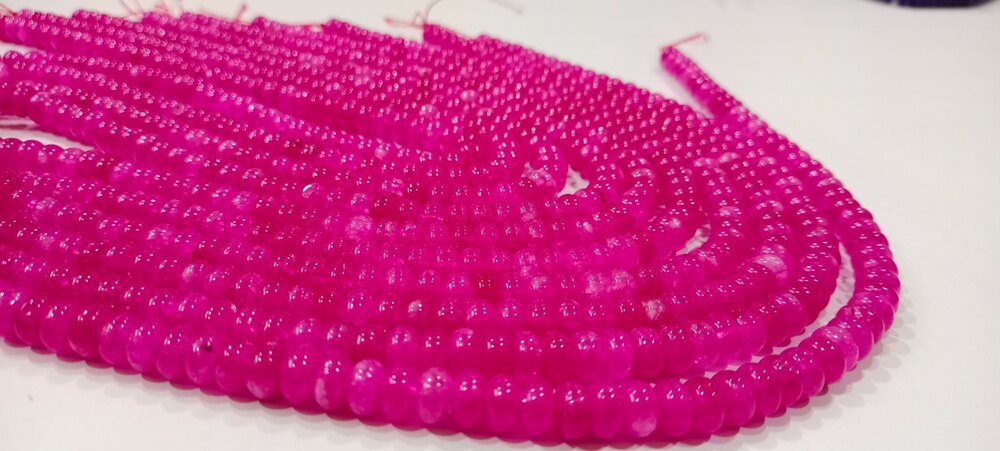 Natural Hot Pink Quartz Rondelle Plain Smooth beads