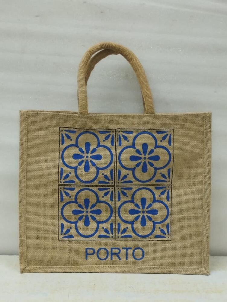 Customised Printed Handled Natural Jute Shopping Bags