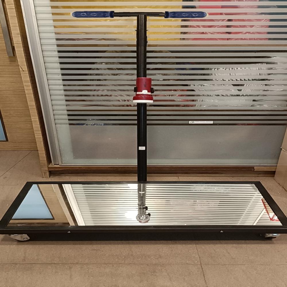 Security Mirror - Metal, 12 X 18 Inches | Adjustable Handle, 4 Wheels, Silver Finish