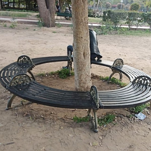 Ffb-002 Metal Garden Round Bench - Color: Black