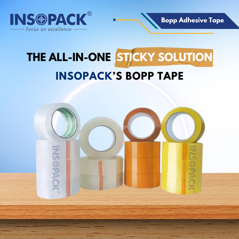 Printed Bopp Tape - 65 Meters Long, White With Solvent Adhesive | Durable Sealing & Custom Branding Solutions