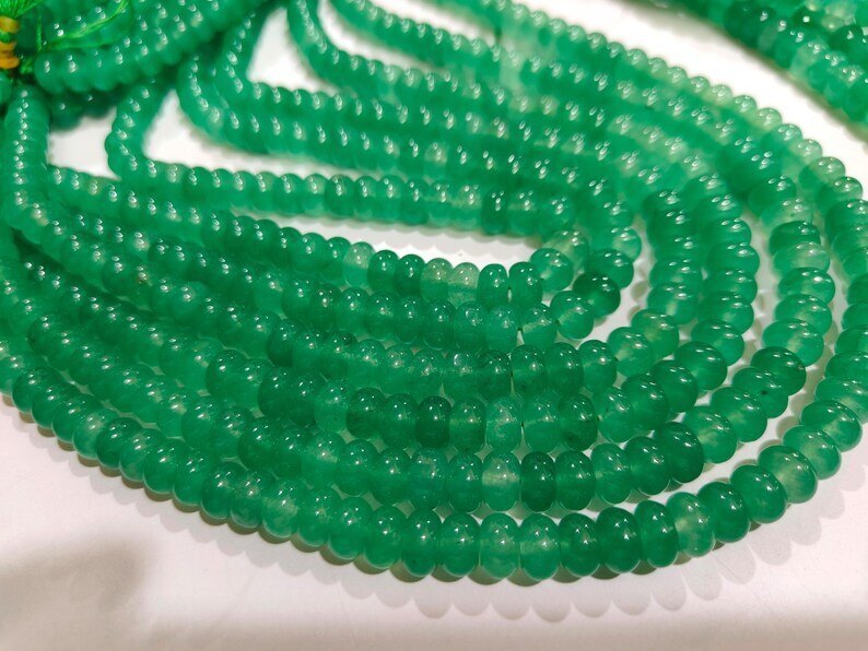 Natural Green Strawberry Quartz Rondelle Plain smooth beads
