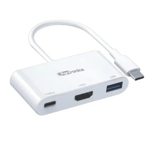Portronics C-Konnect Type-C To Multiport 3 In 1 Adapter - Application: Laptop Desktop Macbook