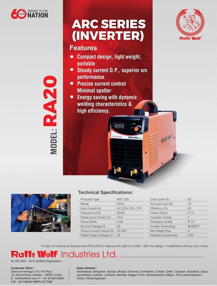 Ralli Wolf  Welding Machine, ARC Series Inverter (RA 20)