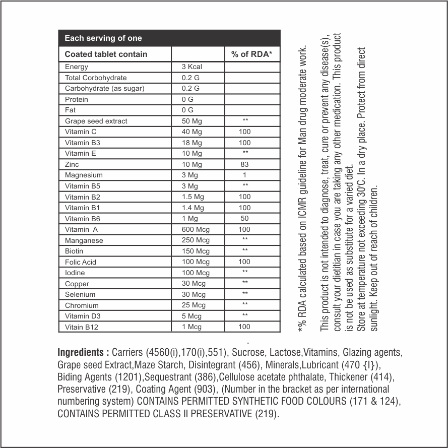 Multivitamin with antioxidant tab