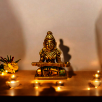 Small Brass Maa Annapurna Idol By Aakrati| Ideal Spiritual Decor For Peace And Abundance - Color: Yellow
