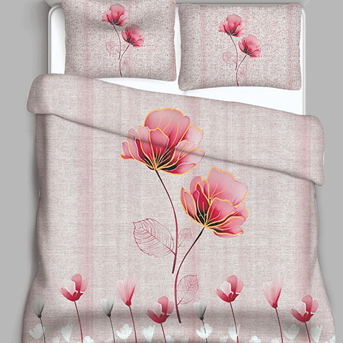 Flower Printed Double Bedsheet (King Size Available) - Color: Multicolor