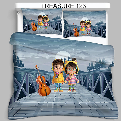 Treasure 123 Double Bedsheet (King Size Available) - Color: Multicolor