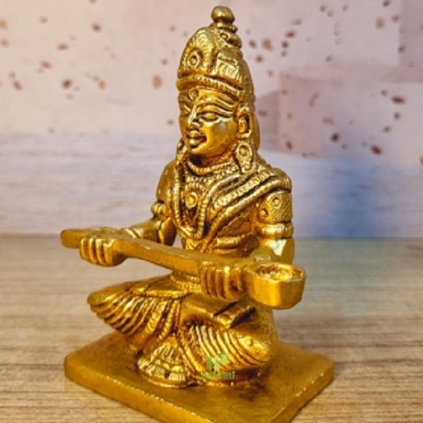 Small Brass Annapurna Murti | A Divine Touch to Your Home or Office Decor Compact Brass Maa Annapurna Statue By Aakrati ( Yellow, 3.9 inch)